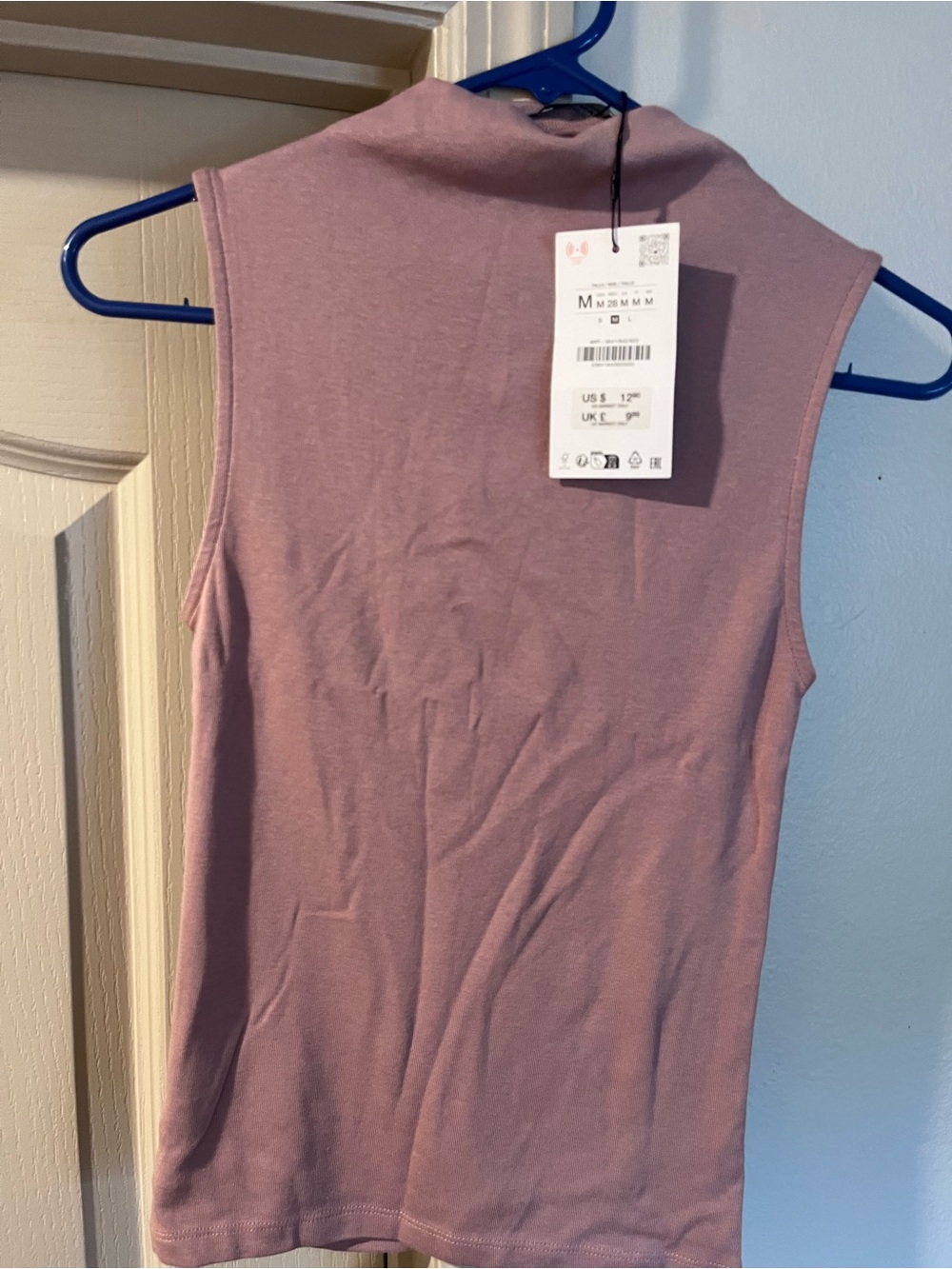 Zara Sleeveless Mock Neck Tank Top in Dusty Mauve